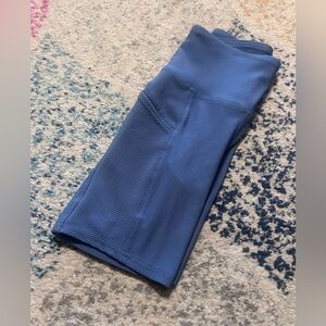 Ribbed High-Waist Workout Leggings - Periwinkle Blue